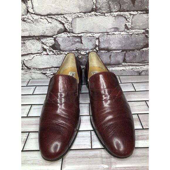 Dino Bigioni Burgundy Leather Slip On Dress Loafers Shoes Men Sz 43.5EU/10.5M US main image 12